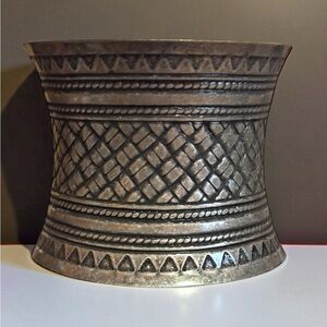 Vintage Silver Metal Wide Cuff Bracelet. Made In India.
